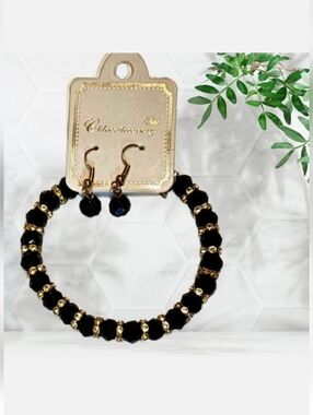 Chloe' Black & Gold Tone Bracelet Set